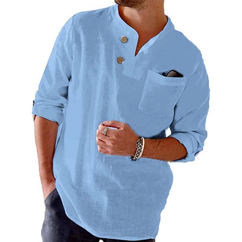Rinaldo | Herenhemd met oprolbare mouwen van katoenlinnen - Casual, ademend, comfortabel