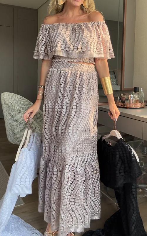 Raquel | Casual Off-shoulder uitgesneden tweedelige set