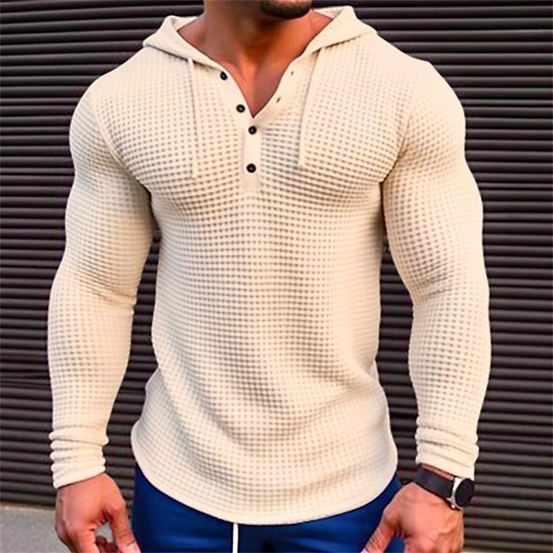Jaxel | Moderne wafelhoodie voor heren – Casual streetwear-trui met lange mouwen