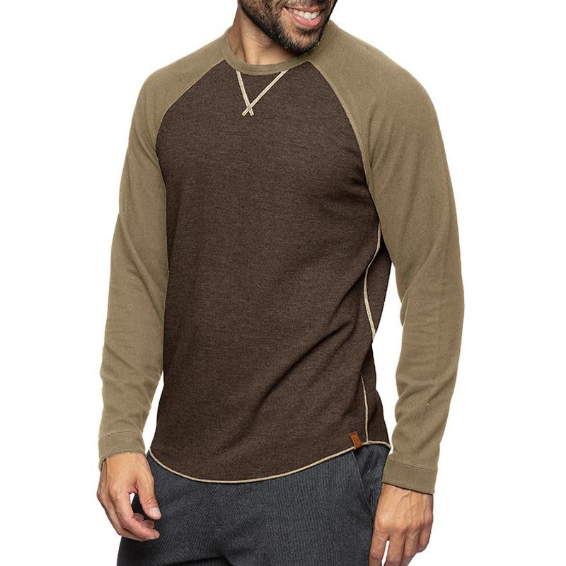Emidio | T-shirt homme décontracté à manches longues - Color Block, coton doux, coupe ajustée