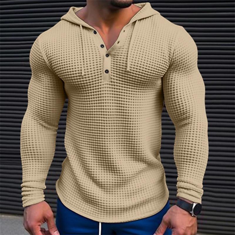 Jaxel | Moderne wafelhoodie voor heren – Casual streetwear-trui met lange mouwen