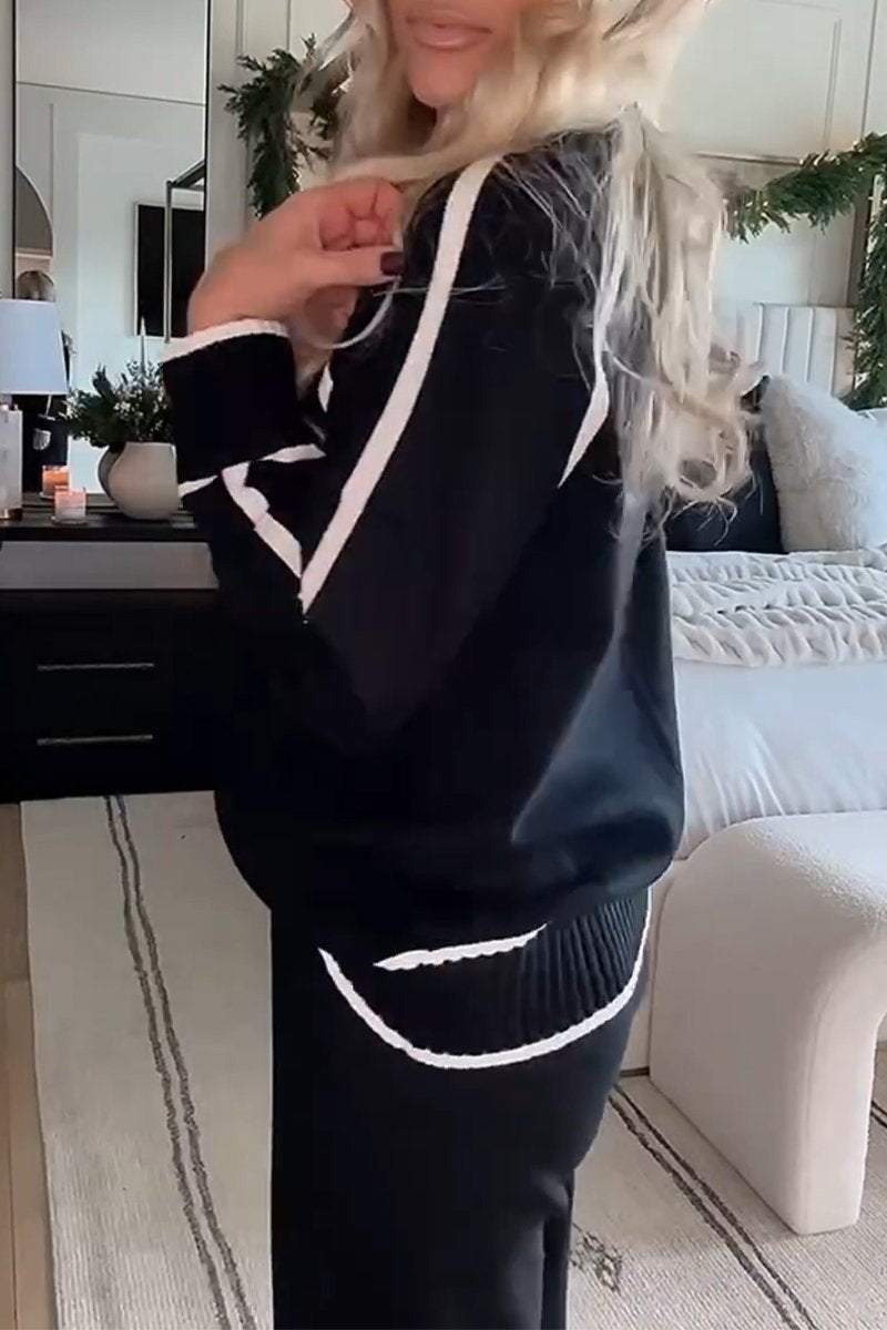 Larise | Ensemble deux pièces en maille pour femme – pull à col rond et pantalon à jambes larges