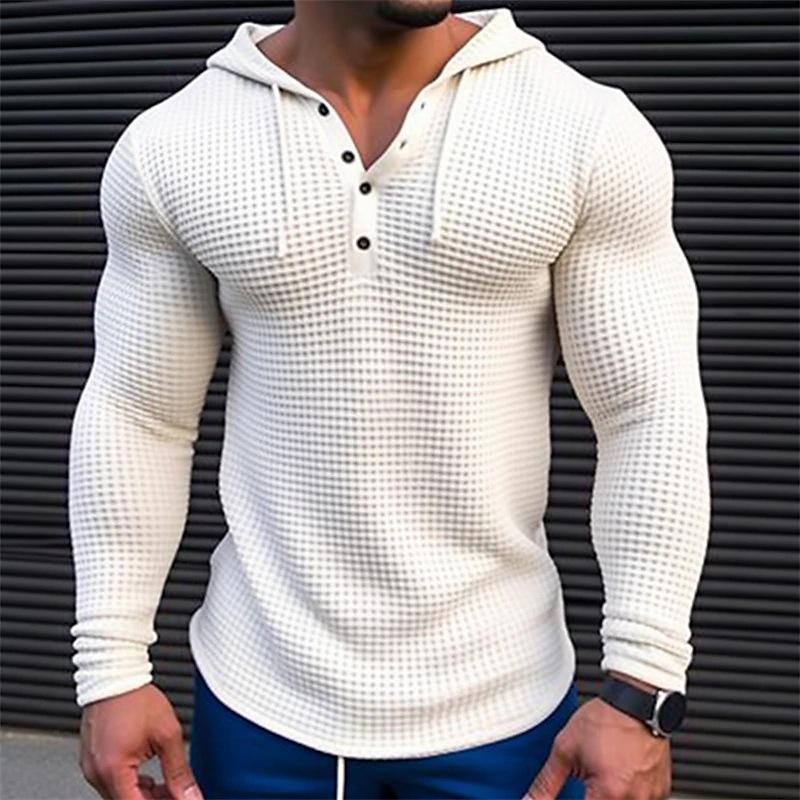 Jaxel | Moderne wafelhoodie voor heren – Casual streetwear-trui met lange mouwen
