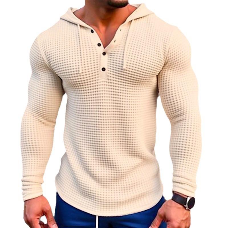 Jaxel | Moderne wafelhoodie voor heren – Casual streetwear-trui met lange mouwen
