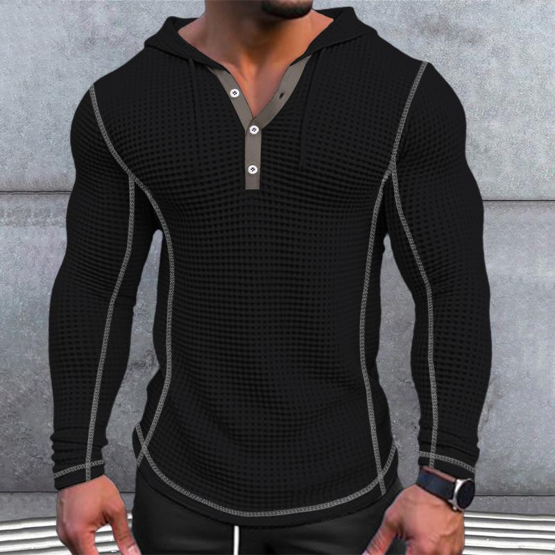 Wythir | Heren Wafelgebreide Hoodie met lange mouwen - Casual Lichtgewicht Pullover