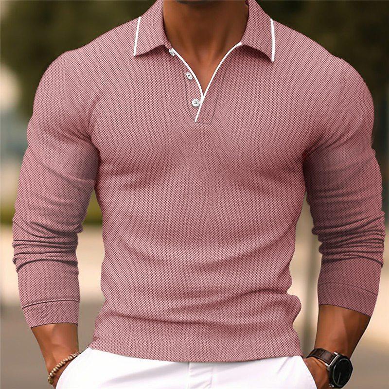 Niall | Slim fit poloshirt met lange mouwen