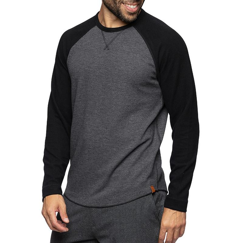 Emidio | T-shirt homme décontracté à manches longues - Color Block, coton doux, coupe ajustée