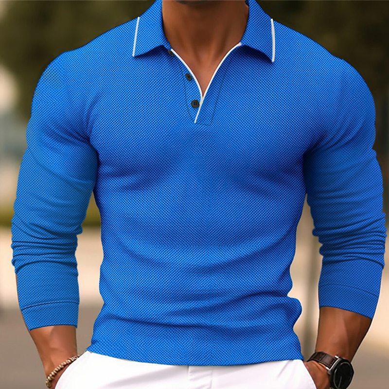 Niall | Slim fit poloshirt met lange mouwen