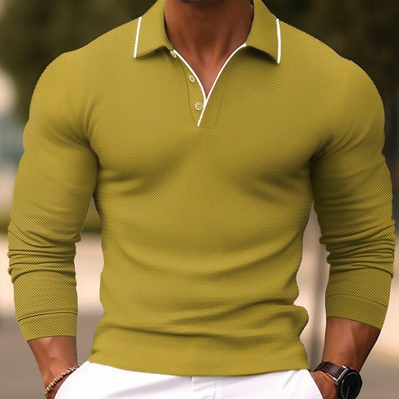 Niall | Slim fit poloshirt met lange mouwen