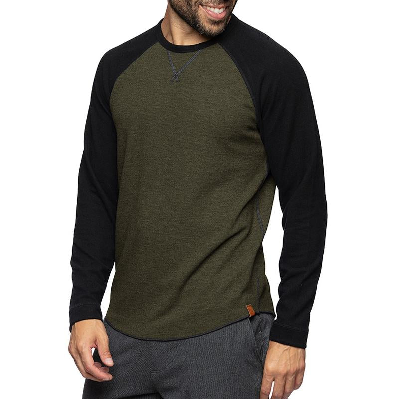 Emidio | T-shirt homme décontracté à manches longues - Color Block, coton doux, coupe ajustée