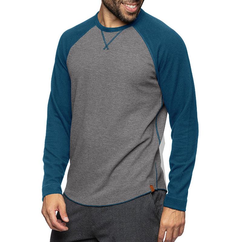 Emidio | T-shirt homme décontracté à manches longues - Color Block, coton doux, coupe ajustée