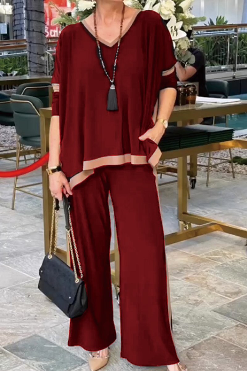 Vanna | Zomerse V-hals patchwork tweedelige set