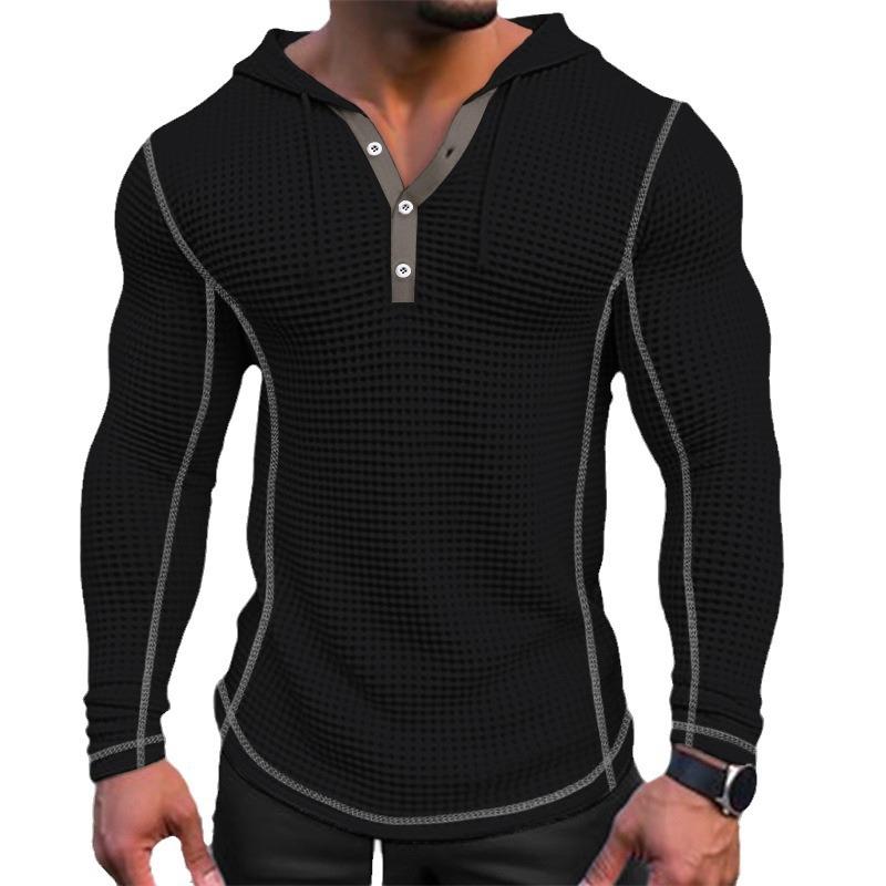 Wythir | Heren Wafelgebreide Hoodie met lange mouwen - Casual Lichtgewicht Pullover