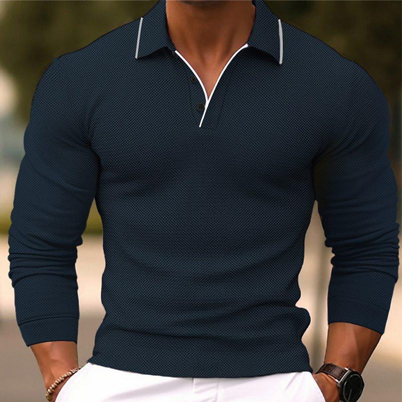 Niall | Slim fit poloshirt met lange mouwen