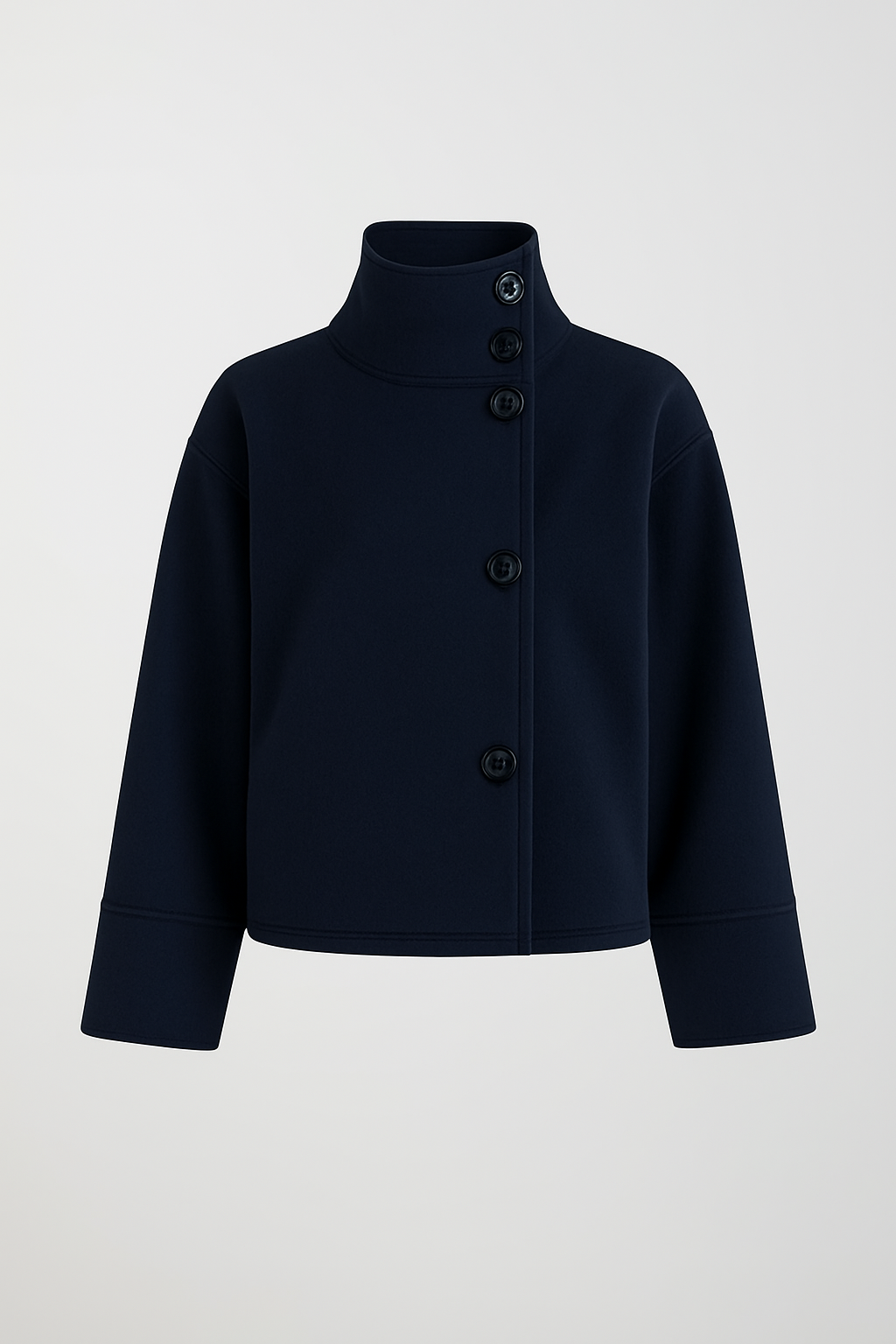 Jubria | Korte damesjas – Modieuze jas met hoge kraag en knopen, casual en elegant
