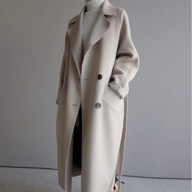 Olythea | Dames Lange Trenchcoat van Cashmere – Elegante Overjas, Winterjas, Luxe Jas