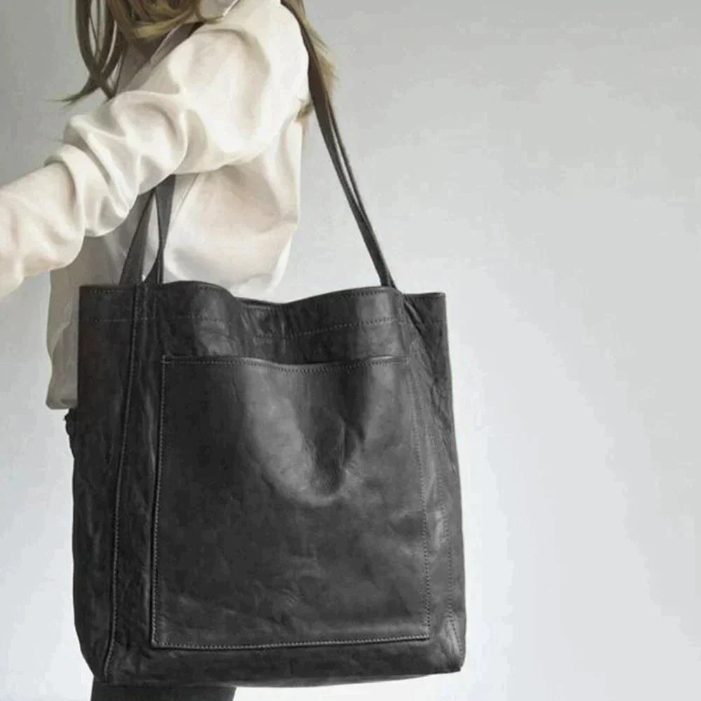 VintEdge | Vintage lederen draagtas - handtas met grote capaciteit voor vrouwen