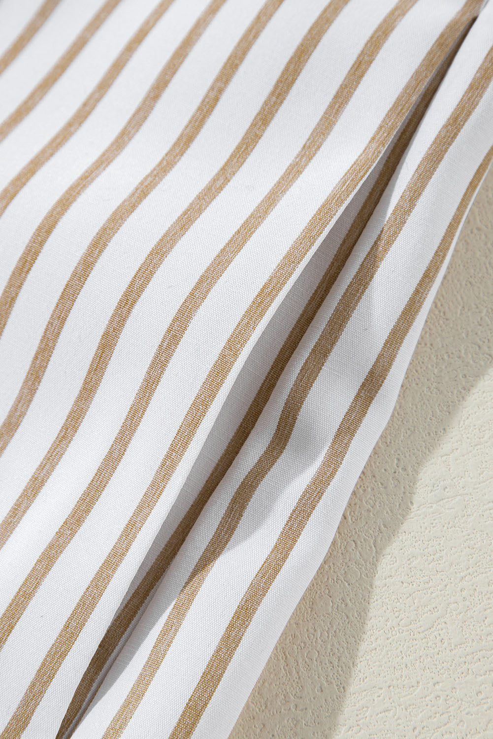 Daevira | Striped women's shirt in khaki - button-up, long sleeves, casual chic