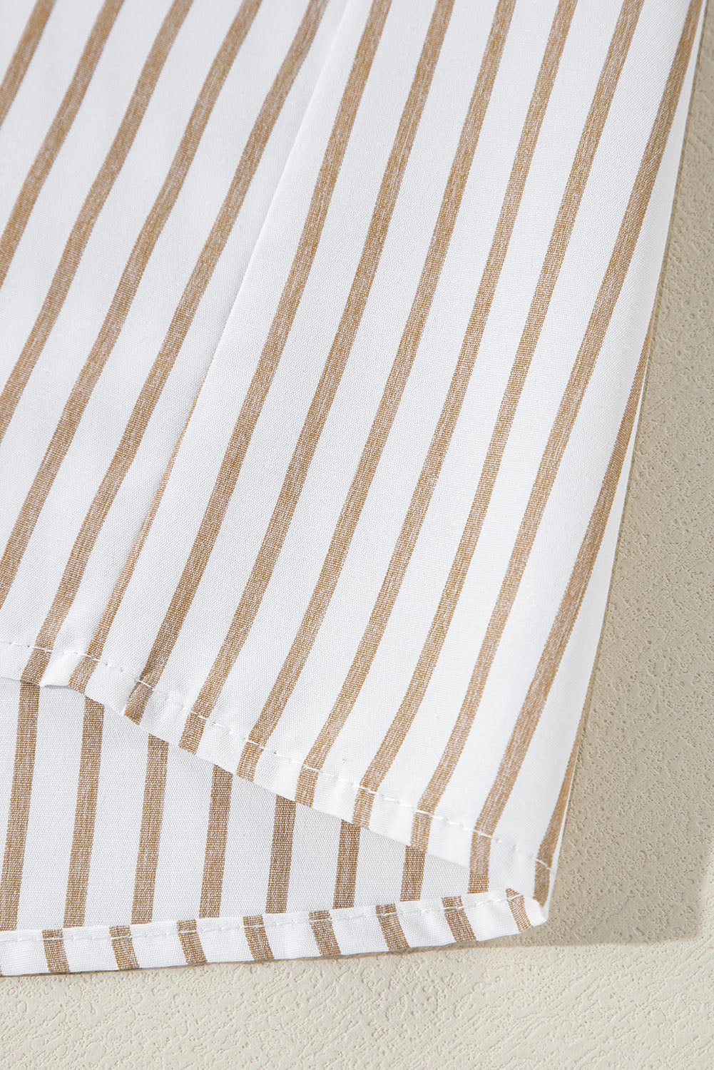 Daevira | Striped women's shirt in khaki - button-up, long sleeves, casual chic