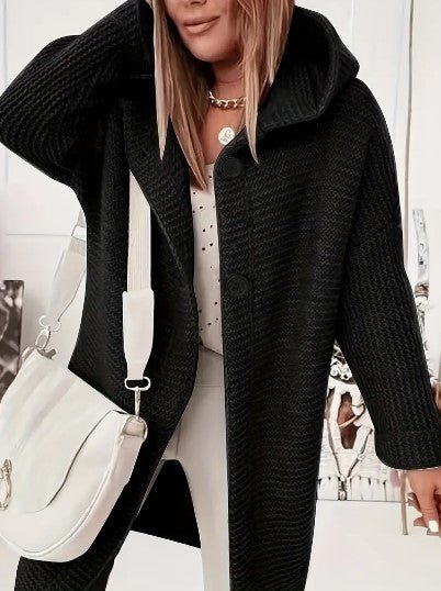 Maire | Gebreide damesjas met capuchon - Warme lange vestjas, casual winterlaag met zakken
