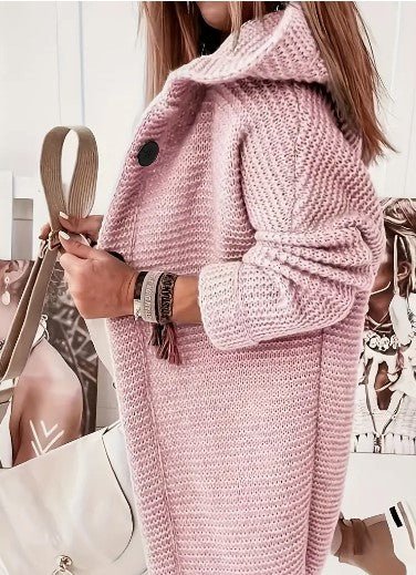 Maire | Gebreide damesjas met capuchon - Warme lange vestjas, casual winterlaag met zakken