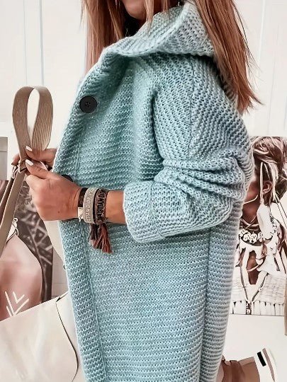 Maire | Gebreide damesjas met capuchon - Warme lange vestjas, casual winterlaag met zakken