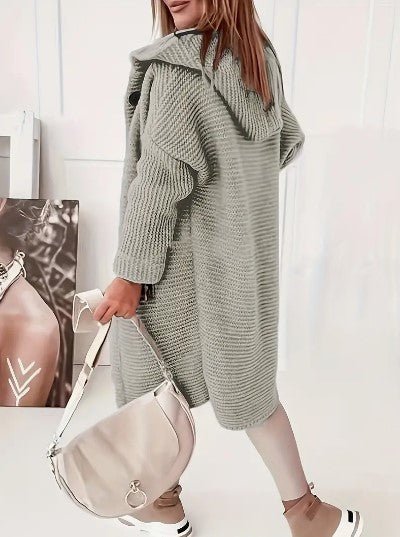 Maire | Gebreide damesjas met capuchon - Warme lange vestjas, casual winterlaag met zakken