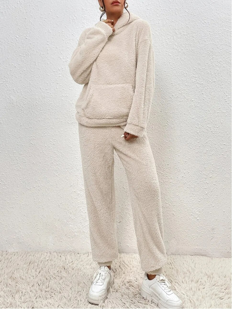 Wyntra | Fleece jumpsuit met capuchon en broek voor dames – Comfortabele loungewear, casual winteroutfit