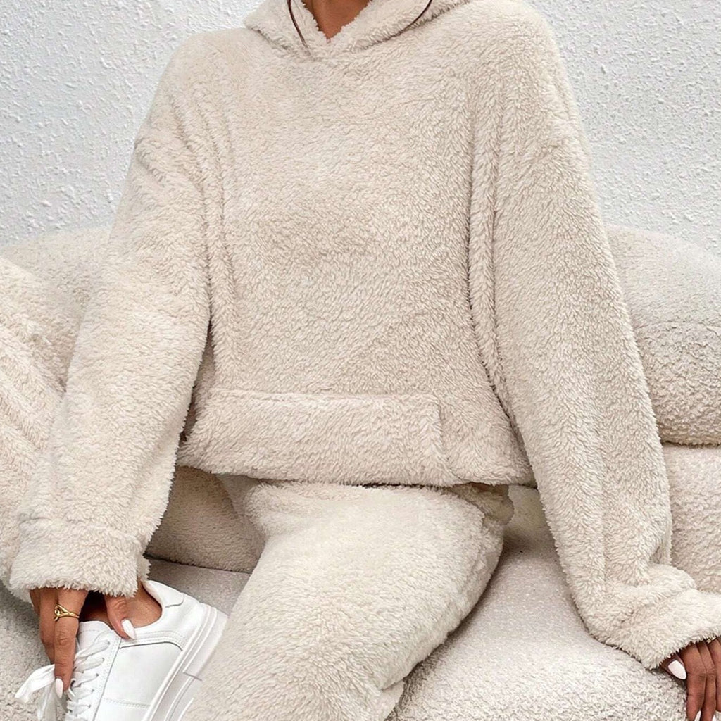 Wyntra | Fleece jumpsuit met capuchon en broek voor dames – Comfortabele loungewear, casual winteroutfit