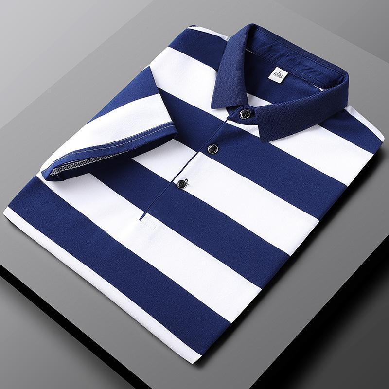 Aelthor | Casual gestreept poloshirt voor heren – korte mouwen, comfortabele katoenen modetop