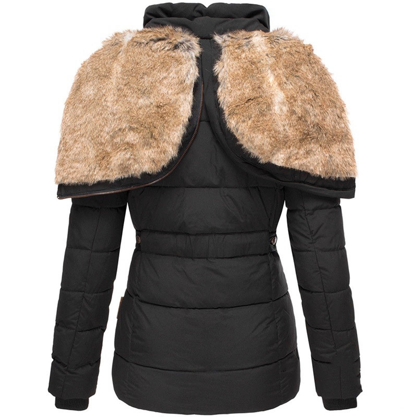 Gwynn | Luxe winterjas met capuchon voor vrouwen, bont gevoerd, warme polyester jas voor koud weer activiteiten
