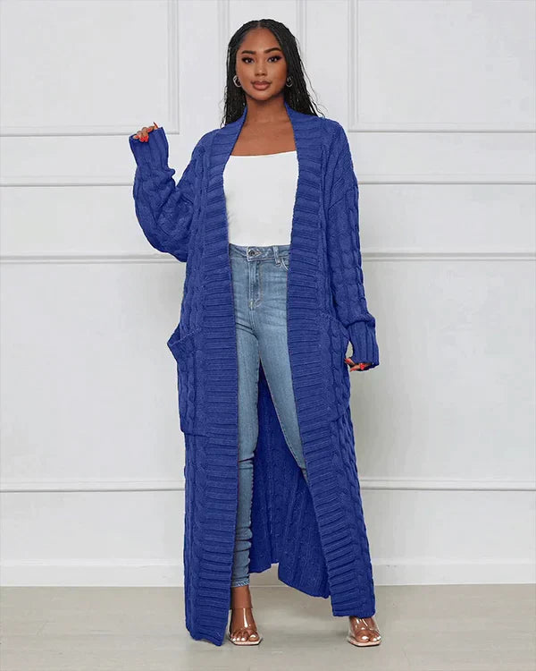 Zynelle | Gilet long décontracté pour femme avec poches – pull en maille douce à devant ouvert