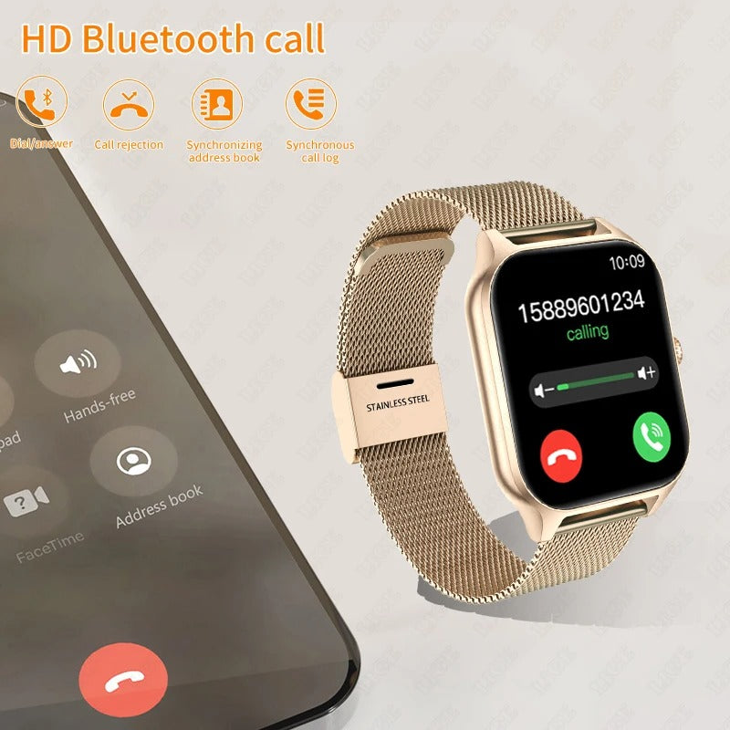 LuxeTime | Elegant Smartwatch voor vrouwen - Fitnesstracker, hartslagmonitor, stijlvol ontwerp