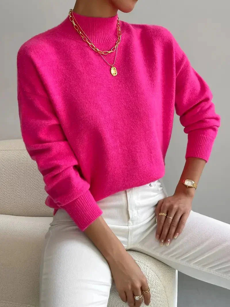 Astraea | Klassieke coltrui voor dames, casual gebreide trui met lange mouwen, warme wintertrui