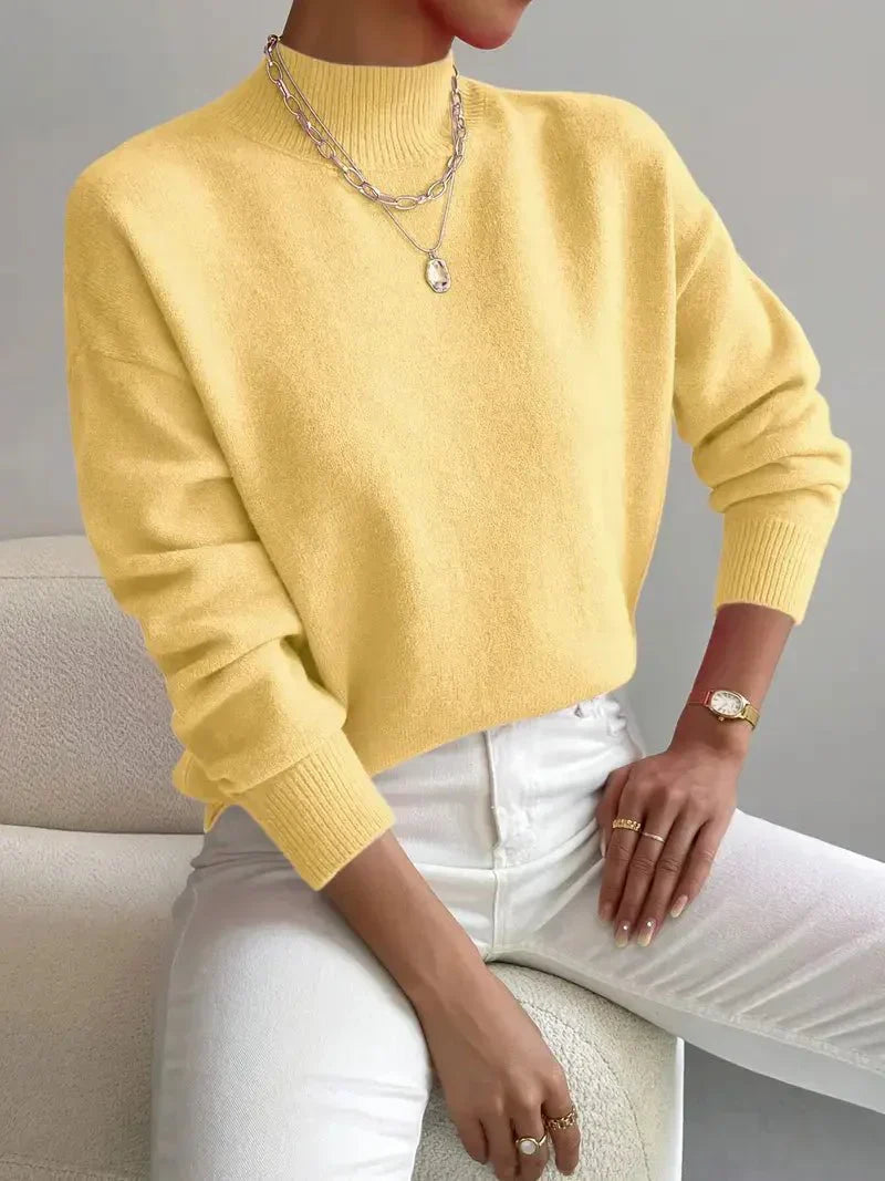 Astraea | Klassieke coltrui voor dames, casual gebreide trui met lange mouwen, warme wintertrui