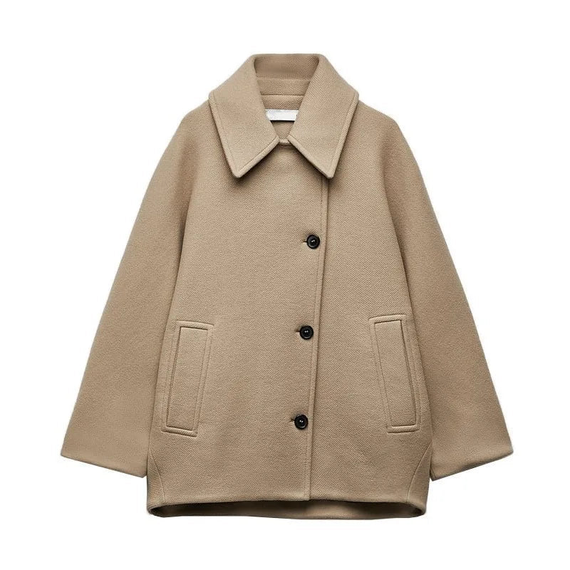 Kalena | Oversized damesjas – Onregelmatige knoopsluiting, casual jas met losse pasvorm