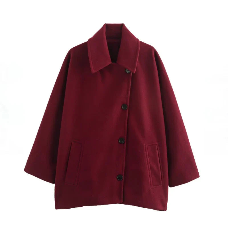 Kalena | Oversized damesjas – Onregelmatige knoopsluiting, casual jas met losse pasvorm