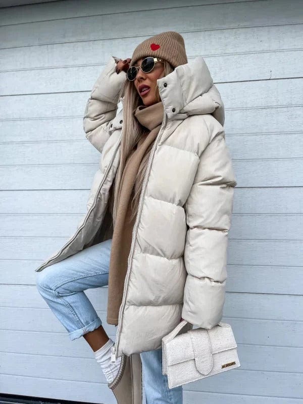 Ivella | Oversized gewatteerde pufferjas voor dames met hoge kraag – Warme winterjas
