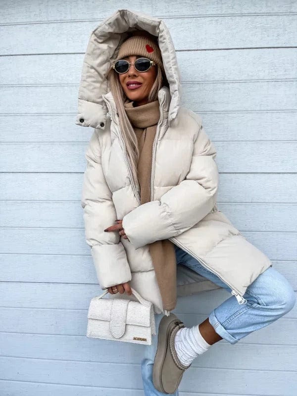 Ivella | Oversized gewatteerde pufferjas voor dames met hoge kraag – Warme winterjas