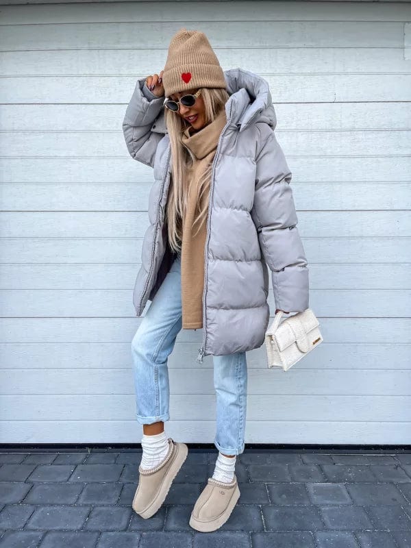 Ivella | Oversized gewatteerde pufferjas voor dames met hoge kraag – Warme winterjas