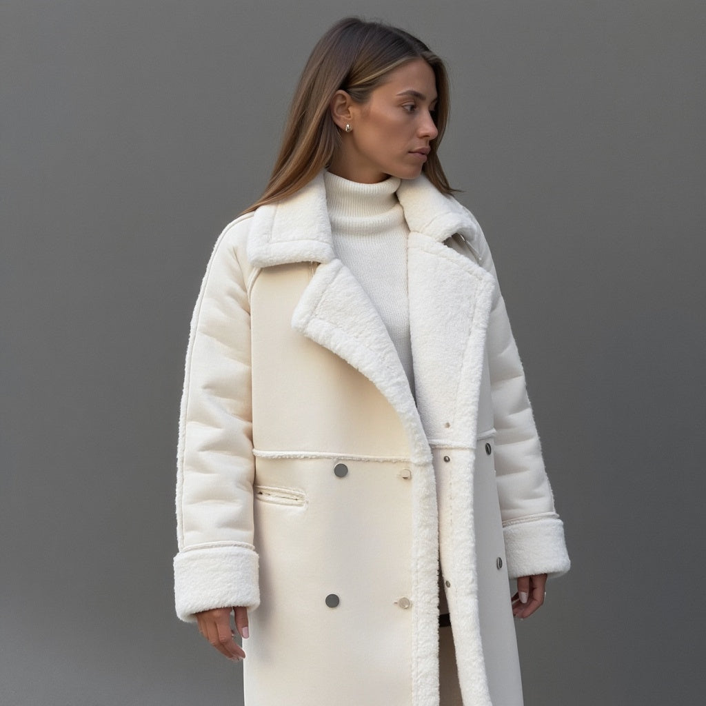 Isilith | Suède winterjas voor dames met fleecevoering – Warme, stijlvolle jas voor koud weer