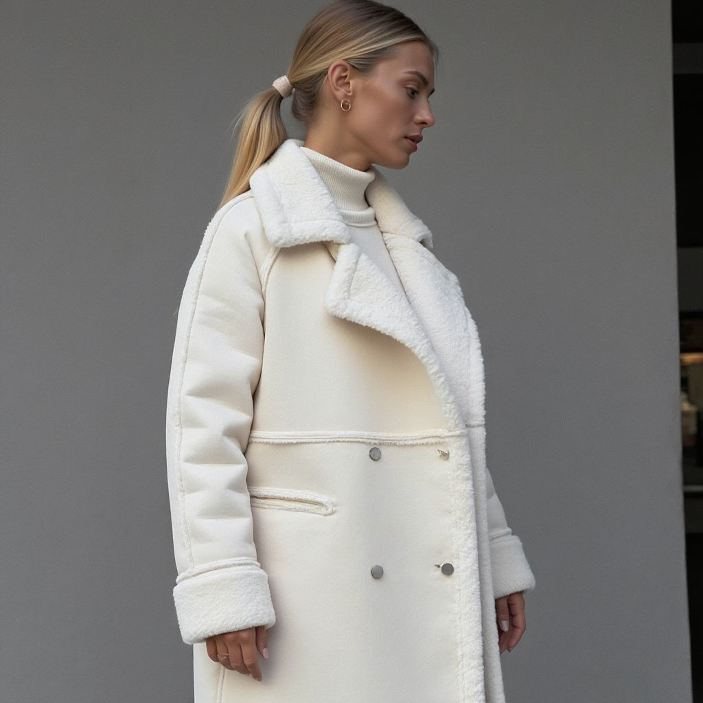 Isilith | Suède winterjas voor dames met fleecevoering – Warme, stijlvolle jas voor koud weer