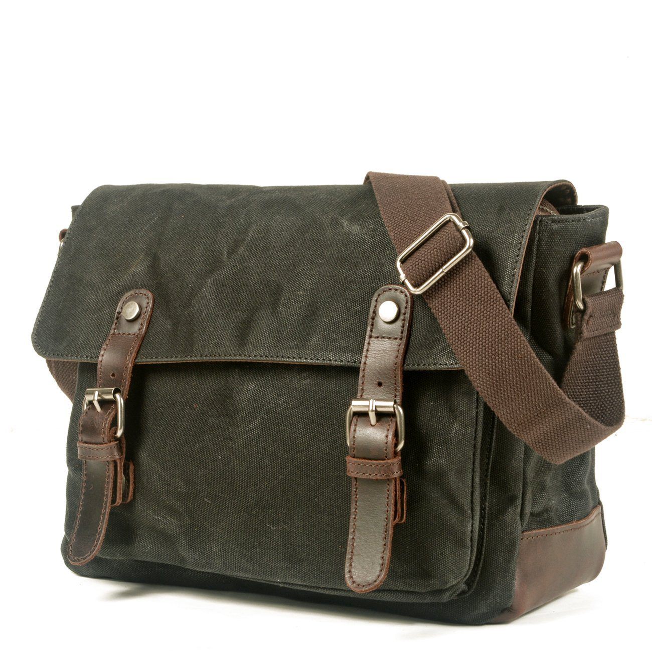 UrbanGear | Vintage Canvas Leren Heren Schoudertas - Grote Capaciteit