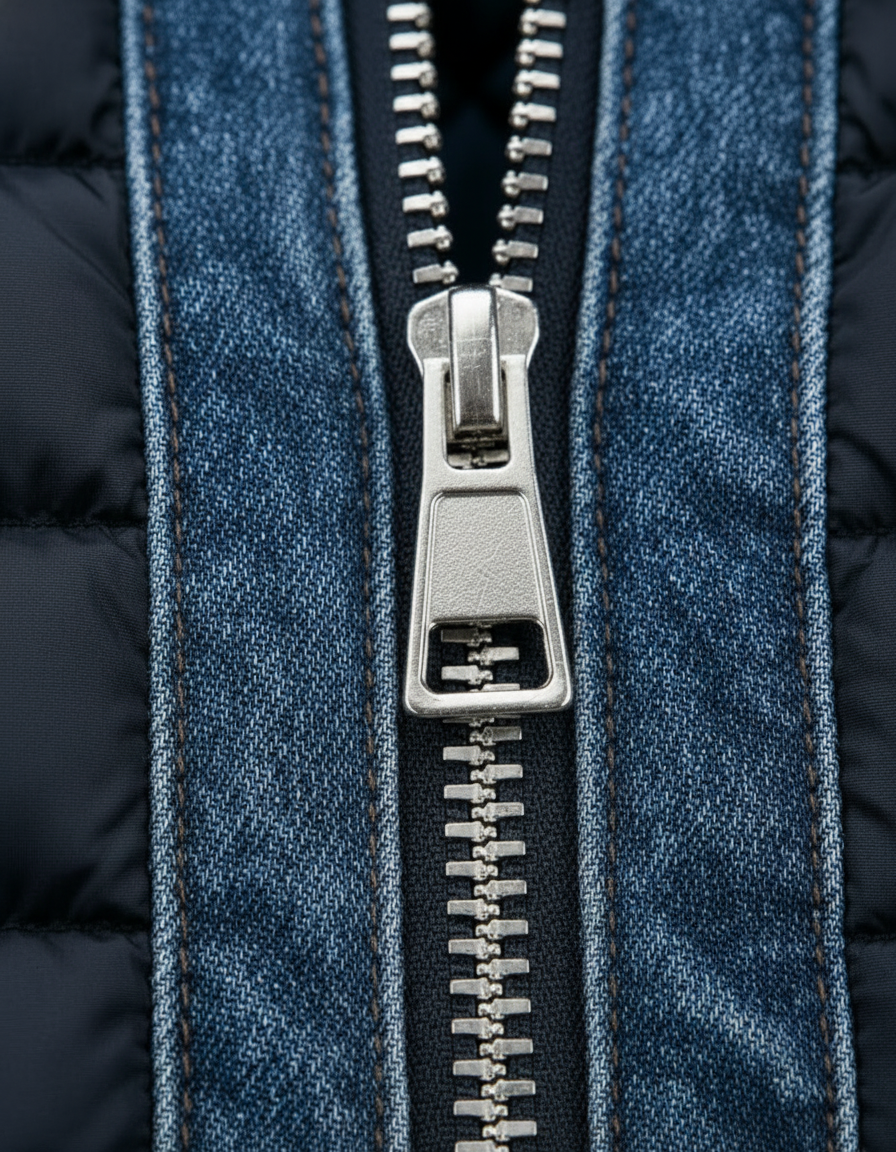 Kex | Gewatteerde denim hybride jas voor heren – zachte gelaagde jas, casual bovenkleding voor dagelijks gebruik