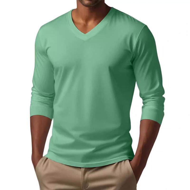 Sylkaris | Heren Slim Fit T-shirt met V-hals en lange mouwen - Casual T-shirt van katoenmix