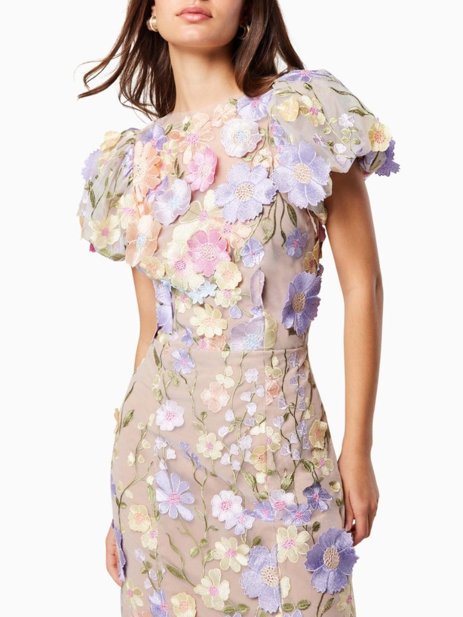 Andressa | Bloemige lange jurk voor dames - Elegante jurk met korte mouwen
