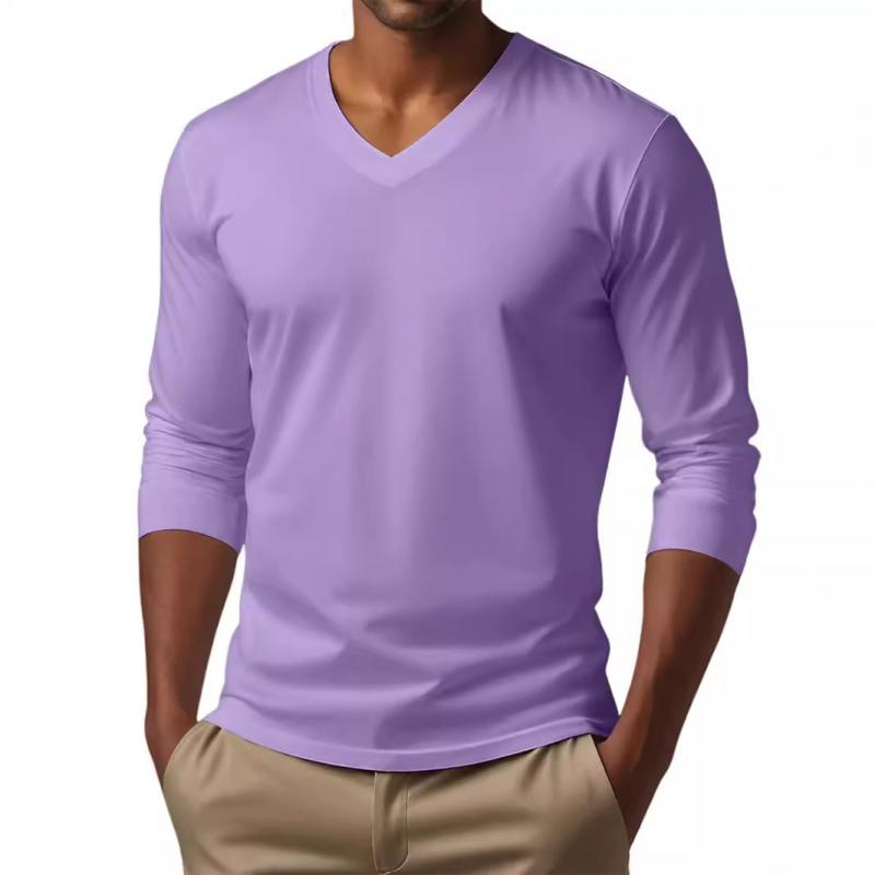 Sylkaris | Heren Slim Fit T-shirt met V-hals en lange mouwen - Casual T-shirt van katoenmix