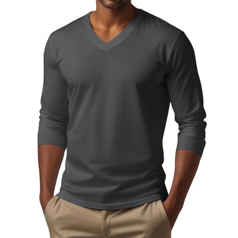 Sylkaris | Heren Slim Fit T-shirt met V-hals en lange mouwen - Casual T-shirt van katoenmix
