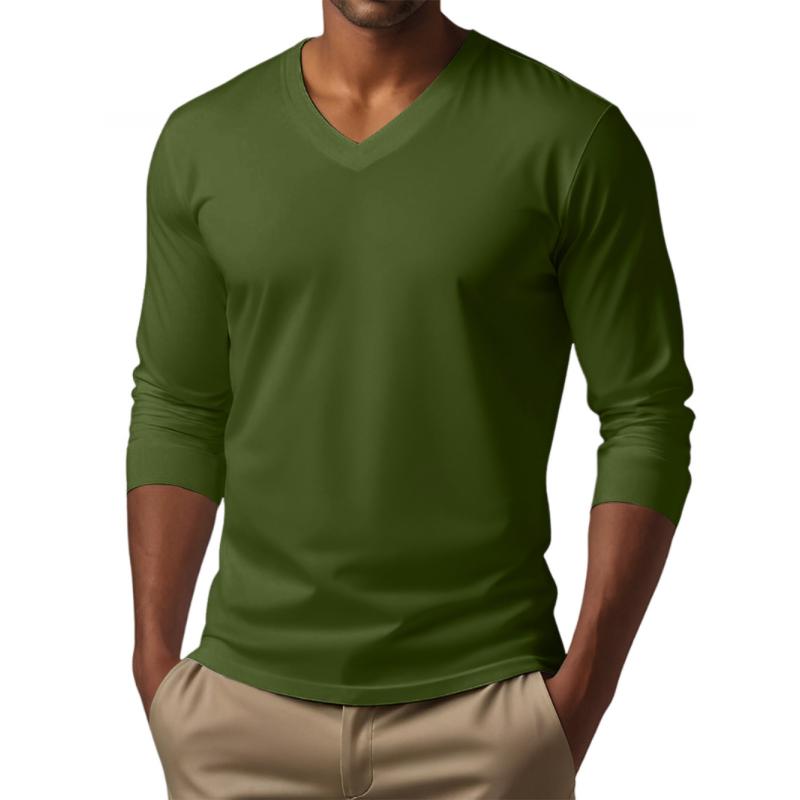 Sylkaris | Heren Slim Fit T-shirt met V-hals en lange mouwen - Casual T-shirt van katoenmix