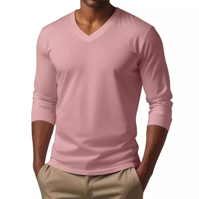 Sylkaris | Heren Slim Fit T-shirt met V-hals en lange mouwen - Casual T-shirt van katoenmix